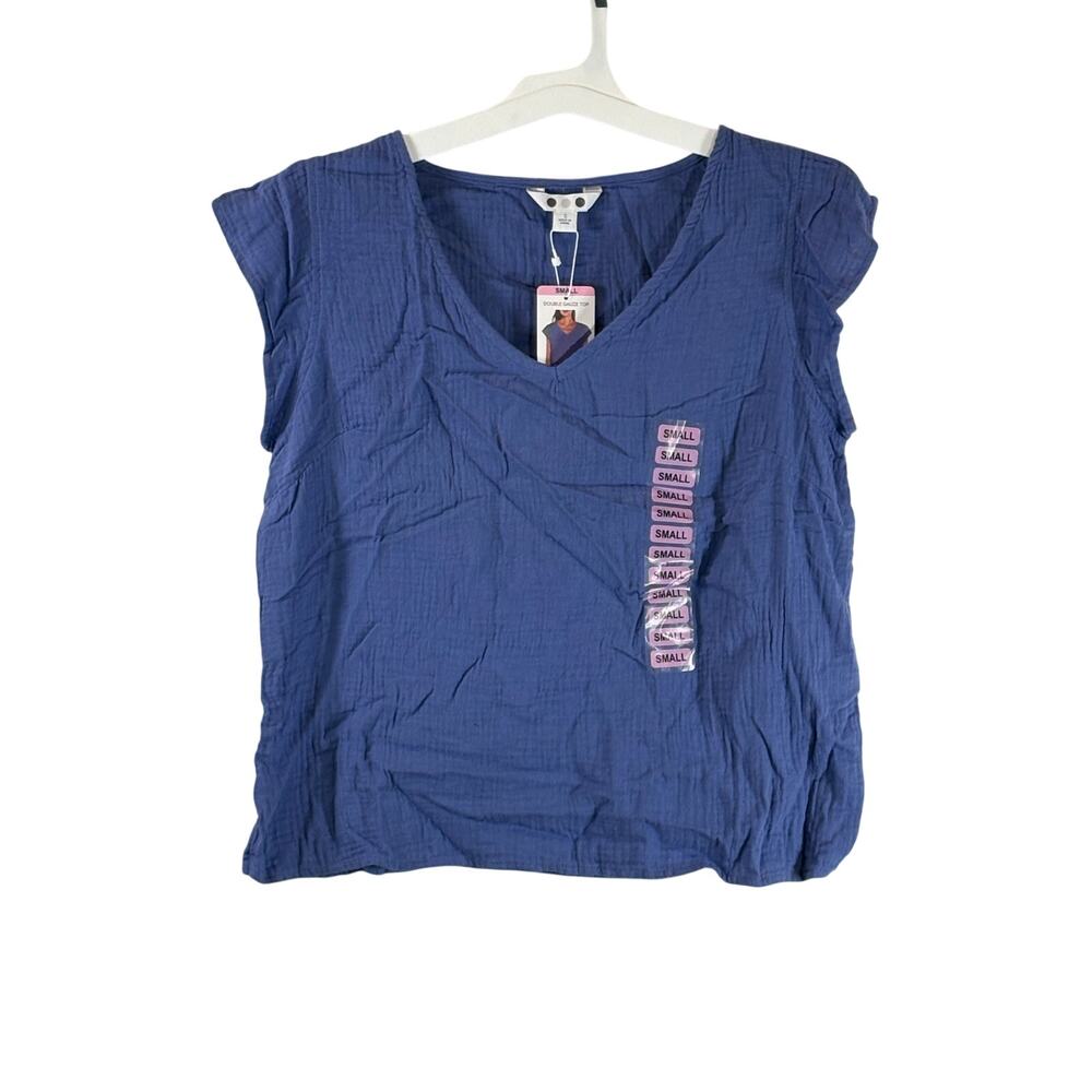 Three Dots Women's Sleeveless V-Neck Top, Blue, Size M, NWT